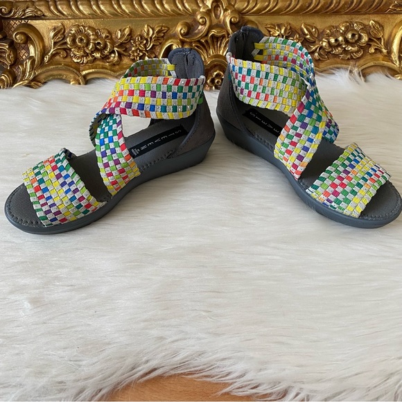 Steven By Steve Madden Demo Rainbow Elastic Strap Low Wedge Sandal - Picture 3 of 12